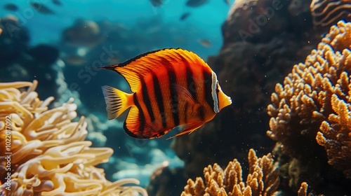 Vibrant Fish Swimming Among Coral Reef