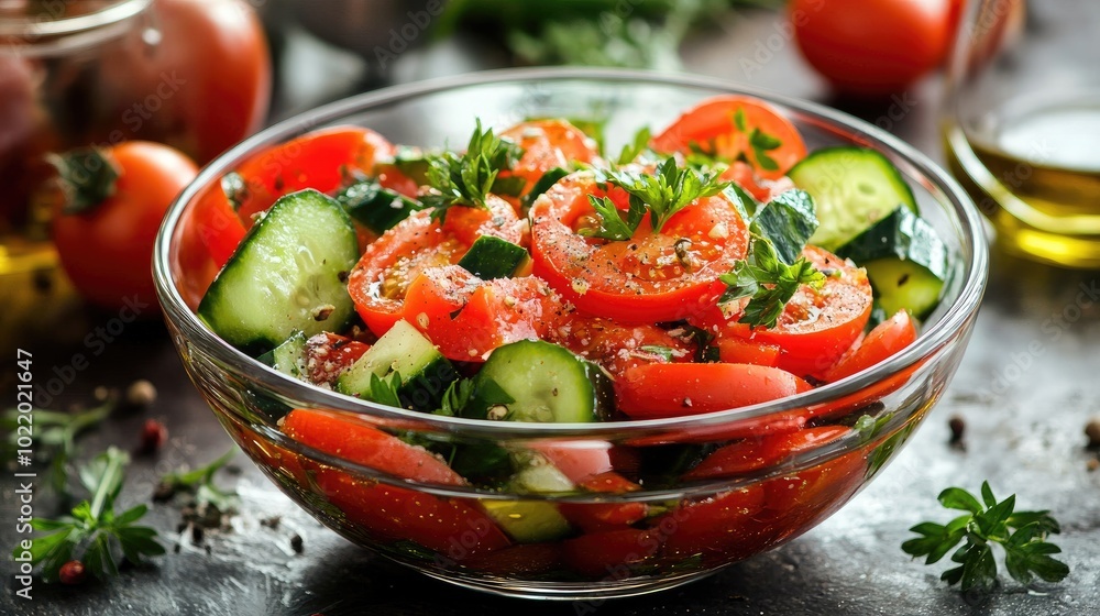 Fresh Vegetable Salad with Herbs and Dressing Fresh Vegetable Salad with Herbs and Dressing