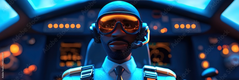 3d animated cartoon of african american pilot - 3d animated cartoon of african american pilot -