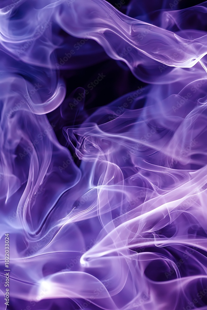 Abstract purple and white smoke swirl background, mystical and ethereal with dark background Abstract purple and white smoke swirl background, mystical and ethereal with dark background