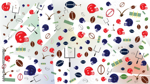  abstract pattern with ball rugby make pattern with RGB color , suitable for  sport background and american football background