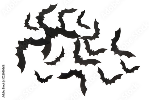 Paper bats for Halloween party on white background