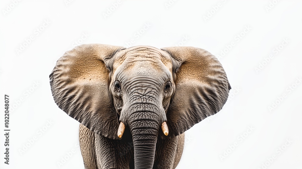 Fototapeta premium an elephant with tusks with a white background
