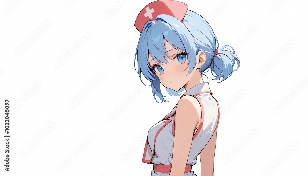 cute anime girl nurse with minimalist background cute anime girl nurse with minimalist background