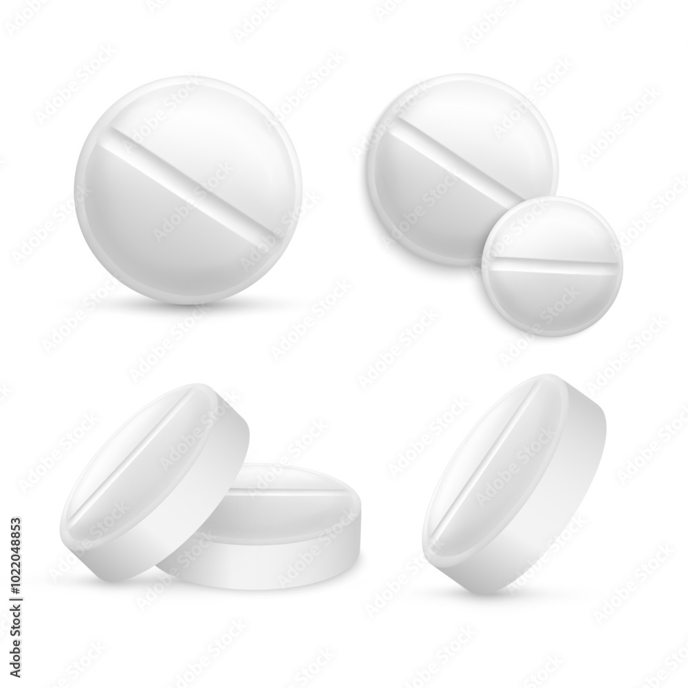 Set of realistic pills isolated on white background. Medicine and drugs. Vector illustration EPS 10 Set of realistic pills isolated on white background. Medicine and drugs. Vector illustration EPS 10