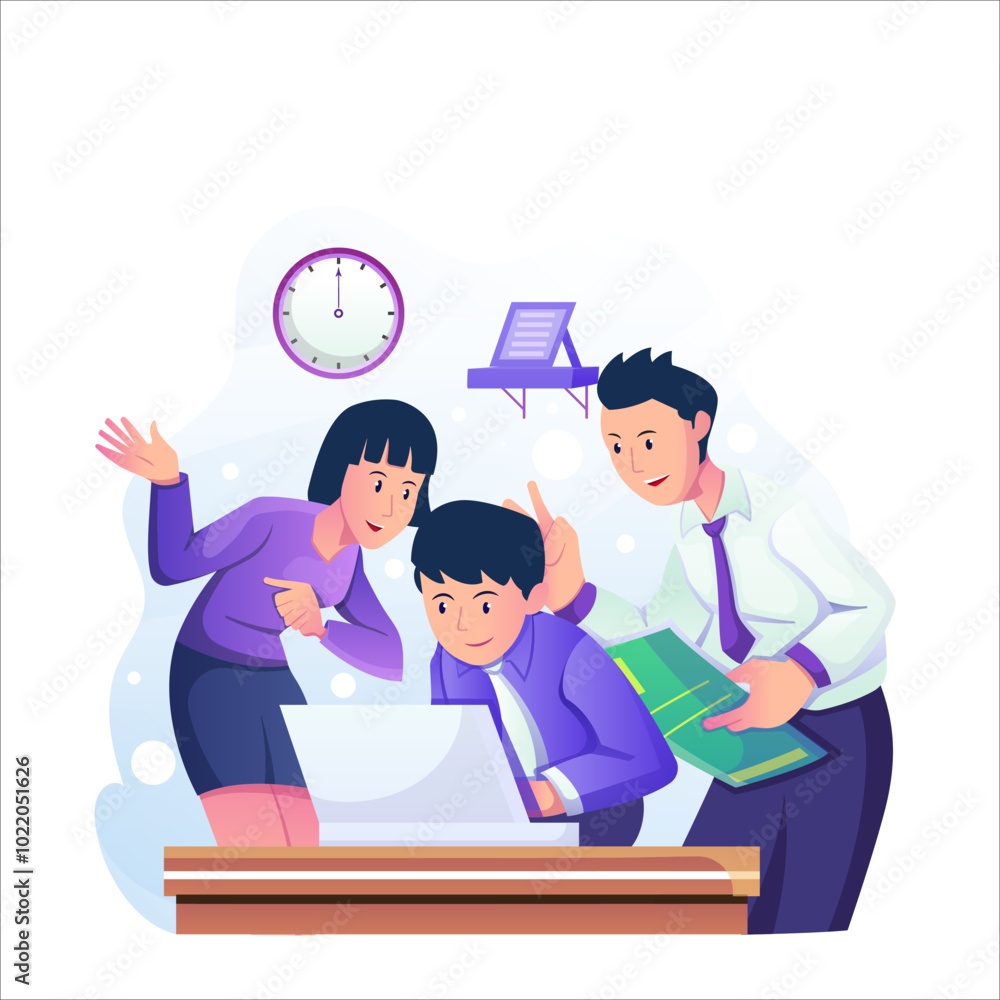 Discuss with Office Colleagues Illustration Discuss with Office Colleagues Illustration