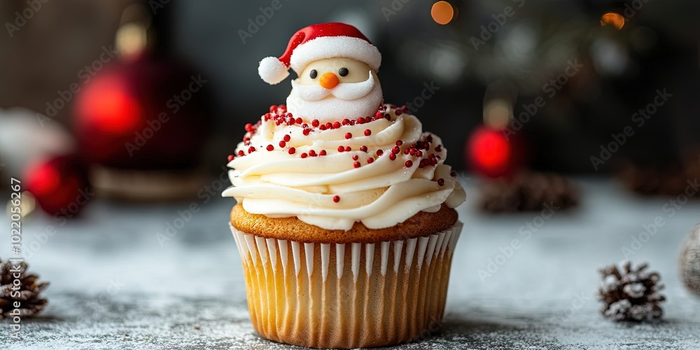 cupcake, Christmas santa frosting cupcake, Christmas santa frosting
