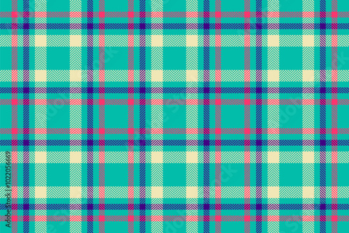 Vivid fabric tartan seamless, ireland textile vector background. Printout plaid texture check pattern in teal and light colors.