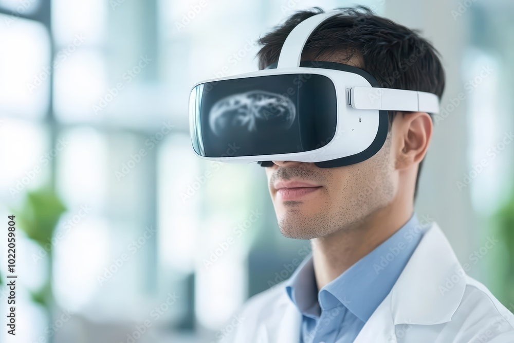 A man wearing a virtual reality headset, immersed in an engaging digital experience. A man wearing a virtual reality headset, immersed in an engaging digital experience.