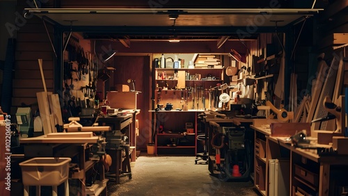 Cozy Garage Workshop with Woodworking Tools