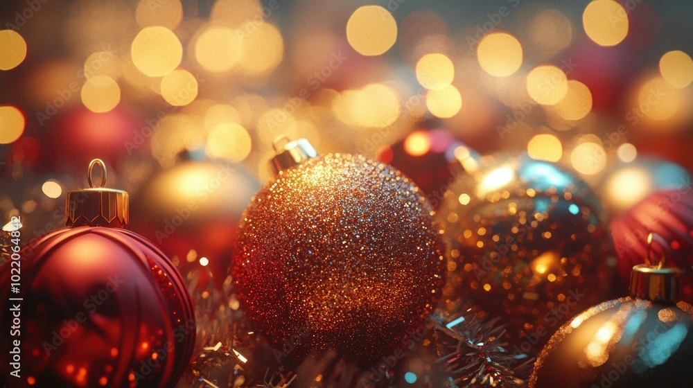 Festive christmas ornaments and golden bokeh lights capturing the spirit of merry christmas and happy new year ai Festive christmas ornaments and golden bokeh lights capturing the spirit of merry christmas and happy new year ai