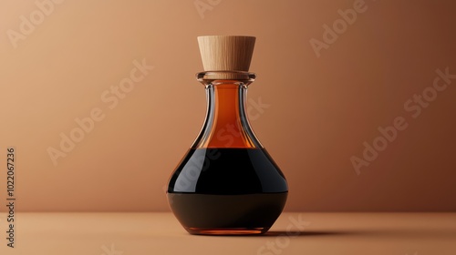 Elegant Dark Soy Sauce in Clean Glass Bottle photo