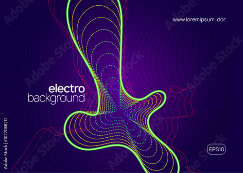 Fest Background. Green Party Event. Festival Cover. Sound Poster. Psychedelic Radio Invitation. Pink Discotheque Banner. Edm Electro Template. Blue Fest Background