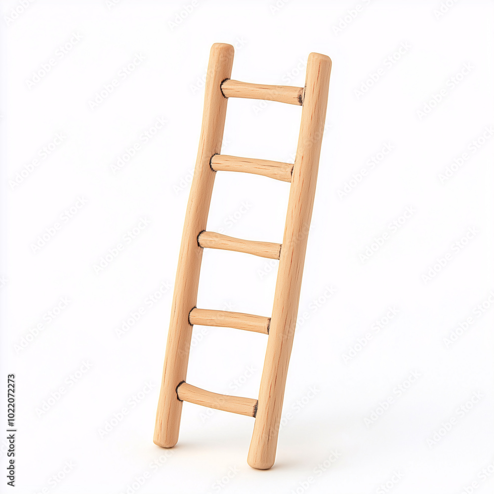 Wooden straight ladder toy handcrafted and isolated on white Wooden straight ladder toy handcrafted and isolated on white