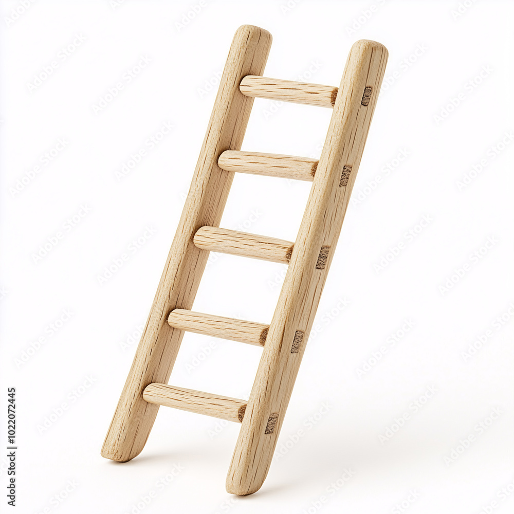 Handmade wooden straight ladder toy isolated on white Handmade wooden straight ladder toy isolated on white