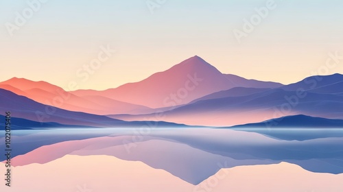 Stunning Serene Landscape Mountains and Reflections at Sunrise