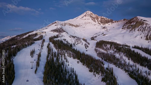 Lone Peak at blue hour, Big Sky
