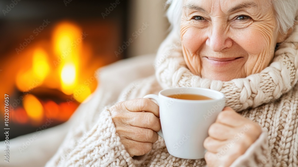 Cozy Winter Evening with Warm Tea by the Fireplace, AI Cozy Winter Evening with Warm Tea by the Fireplace, AI