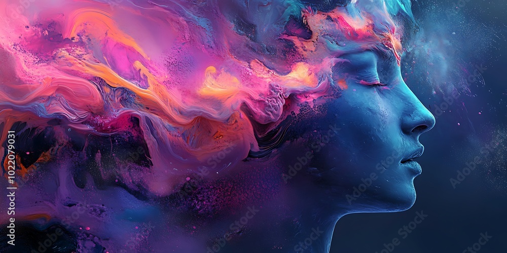Abstract Woman With Colorful Nebula Art Abstract Woman With Colorful Nebula Art