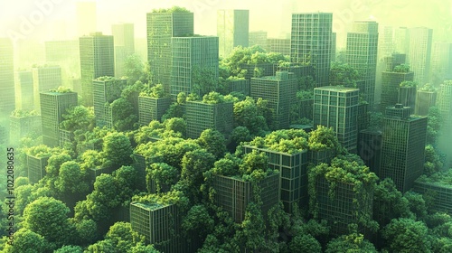 A Vision of Sustainable Urban Development Cities Embracing Nature and Green Architecture #1022080635