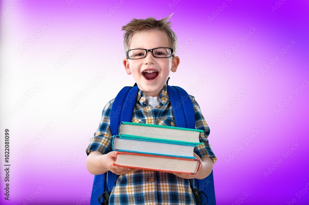 Back to school. School student posing on background Back to school. School student posing on background