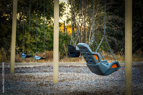 accessible accommodations swing by other swings at the playground photo