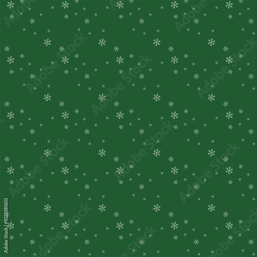 Christmas-Inspired Green Background with Snowflakes, Green Snowflake Pattern,  Wintery Green Background