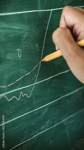 Visual Representation of IQ Growth with Age on Chalkboard