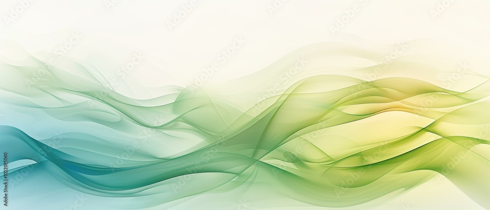 Obraz premium Abstract green and blue waves on a white background. AI.