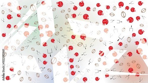  abstract background with ball rugby and helmet rugby make doodle pattern with RGB color , suitable for  sport background and american football background