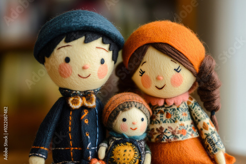father mother children family love doll figurine