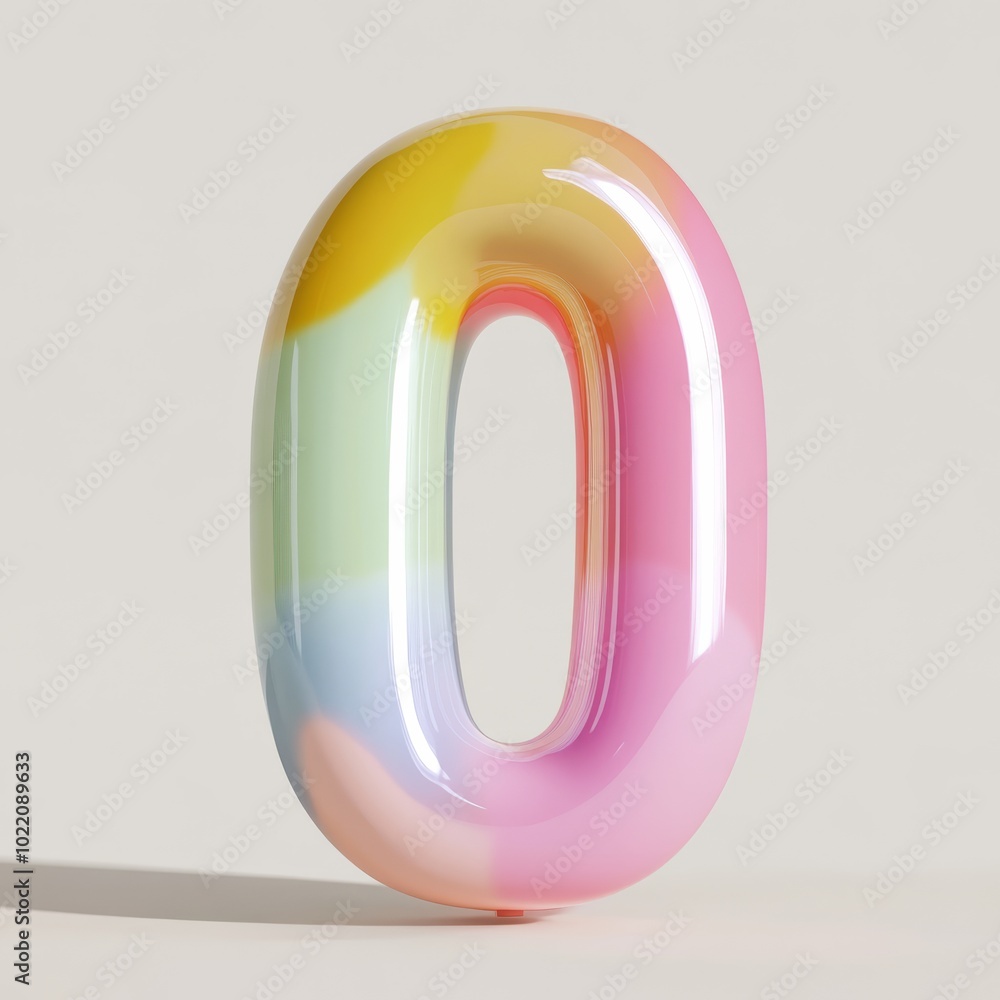 A playful 3D front view of the number 0 with smooth rounded edges and bright pastel colors, evoking fun and learning, making it perfect for children's educational tools. A playful 3D front view of the number 0 with smooth rounded edges and bright pastel colors, evoking fun and learning, making it perfect for children's educational tools.