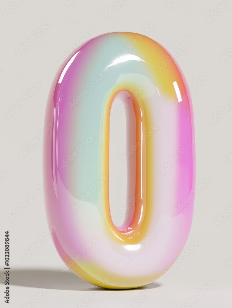 A playful 3D front view of the number 0 with smooth rounded edges and bright pastel colors, evoking fun and learning, making it ideal for children's educational tools. A playful 3D front view of the number 0 with smooth rounded edges and bright pastel colors, evoking fun and learning, making it ideal for children's educational tools.