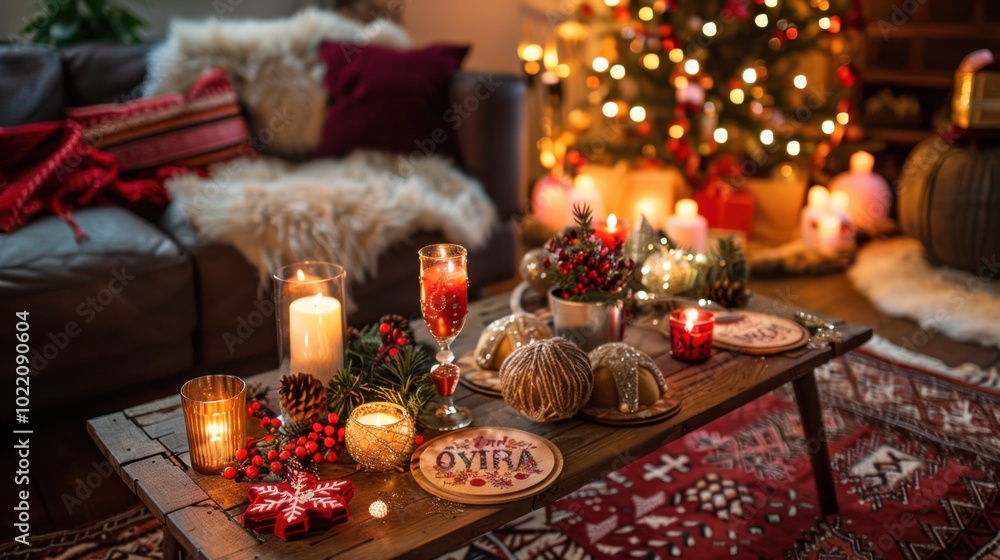 Cozy Christmas Living Room Decor with Candles and Gifts Cozy Christmas Living Room Decor with Candles and Gifts