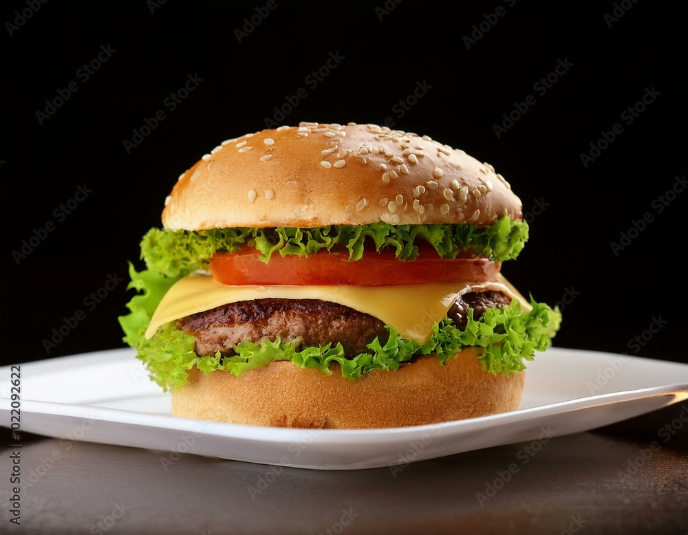 delicious hamburger on white plate delicious hamburger on white plate