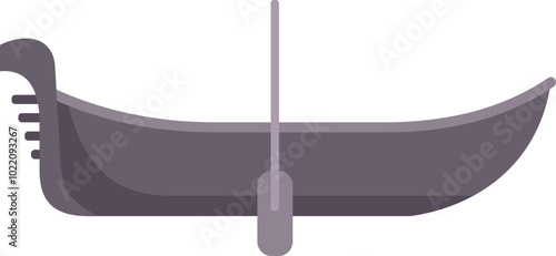 This colorful cartoon vector illustration depicts a traditional venetian gondola floating on canal water