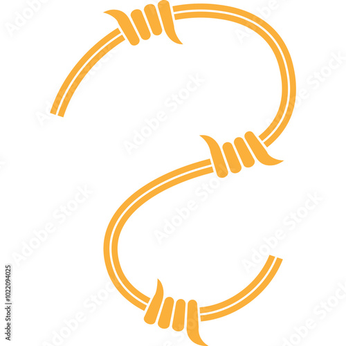 Decorative Abstract Barbed Wire Line Art Icon Element