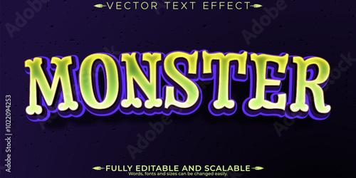 Halloween monster text effect, editable horror and scary text style