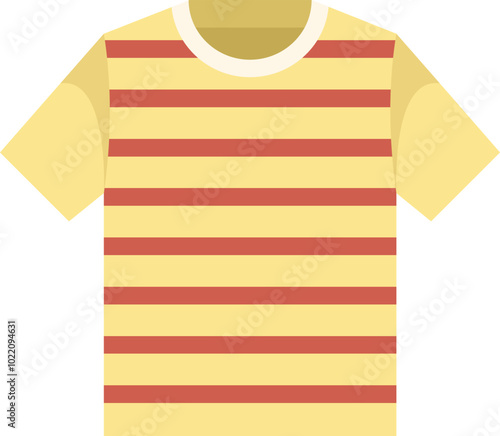 This vector illustration features a yellow t shirt with horizontal stripes, perfect for representing casual wear