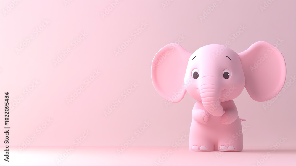 Cute pink elephant on soft pastel background Cute pink elephant on soft pastel background
