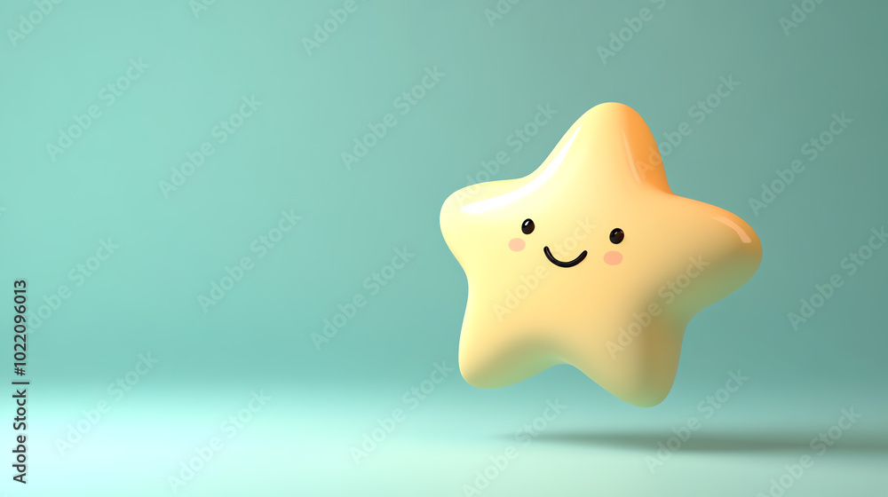 Happy star character on cheerful background Happy star character on cheerful background