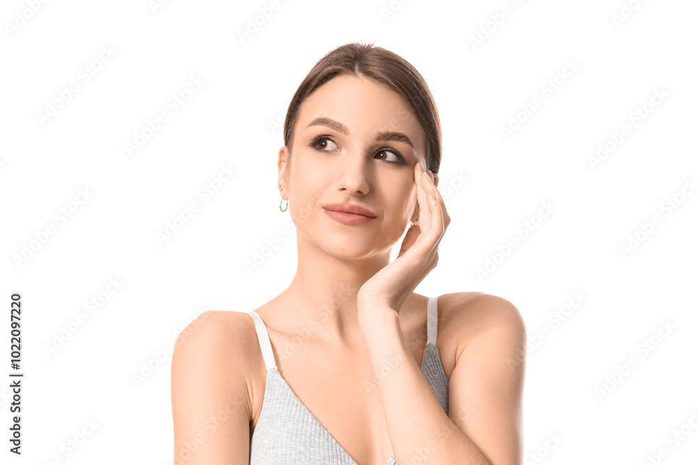 Beautiful young woman on white background Beautiful young woman on white background