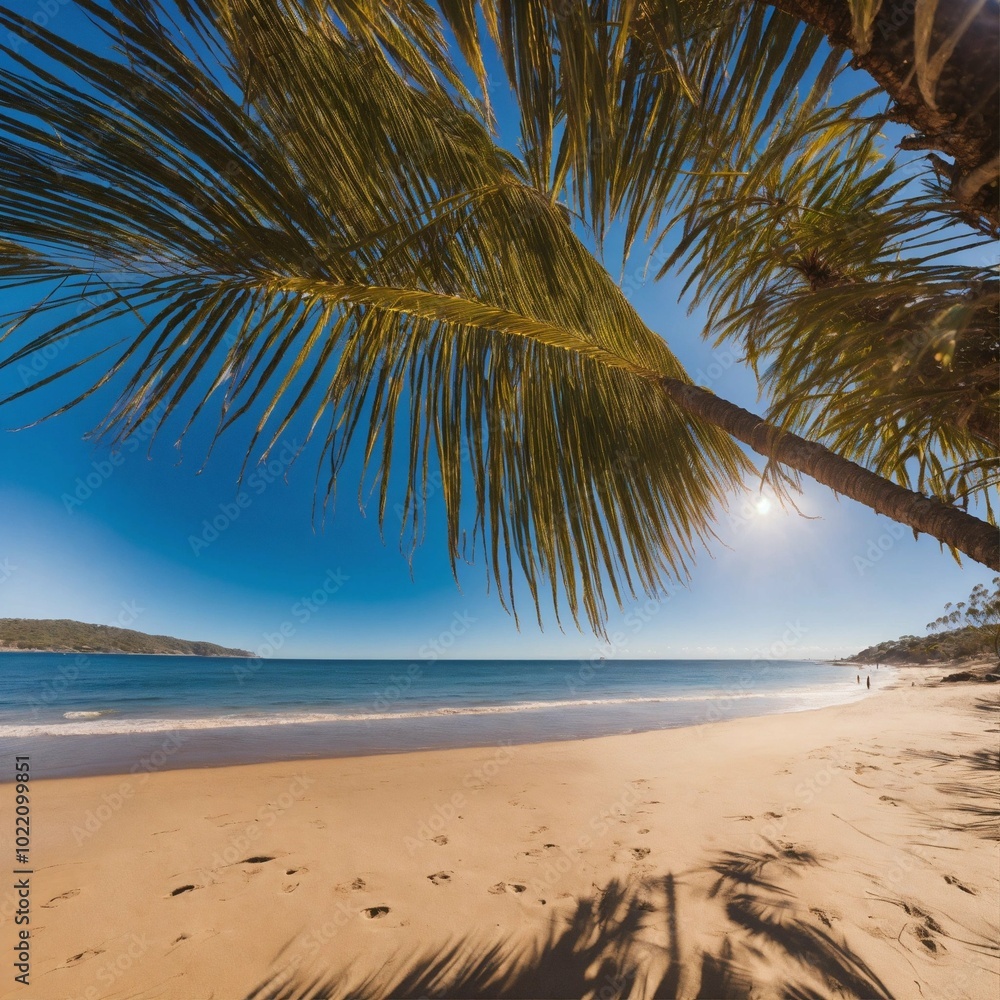 Beach with palm trees, AI generated Beach with palm trees, AI generated
