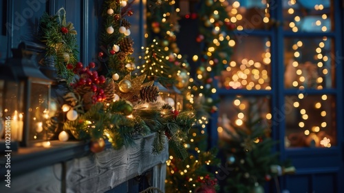 Wallpaper Mural Cozy Christmas Decor with Warm Holiday Lights Torontodigital.ca