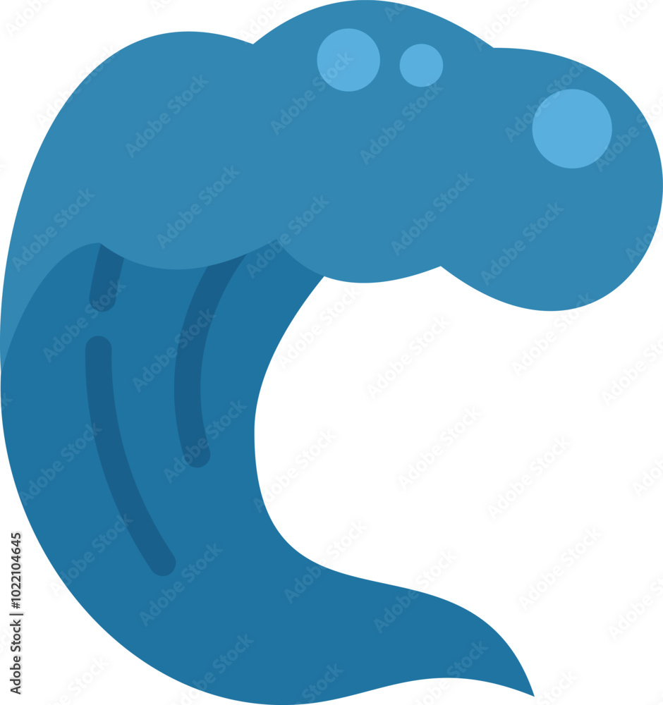 Cartoon blue ocean wave is breaking slowly Cartoon blue ocean wave is breaking slowly