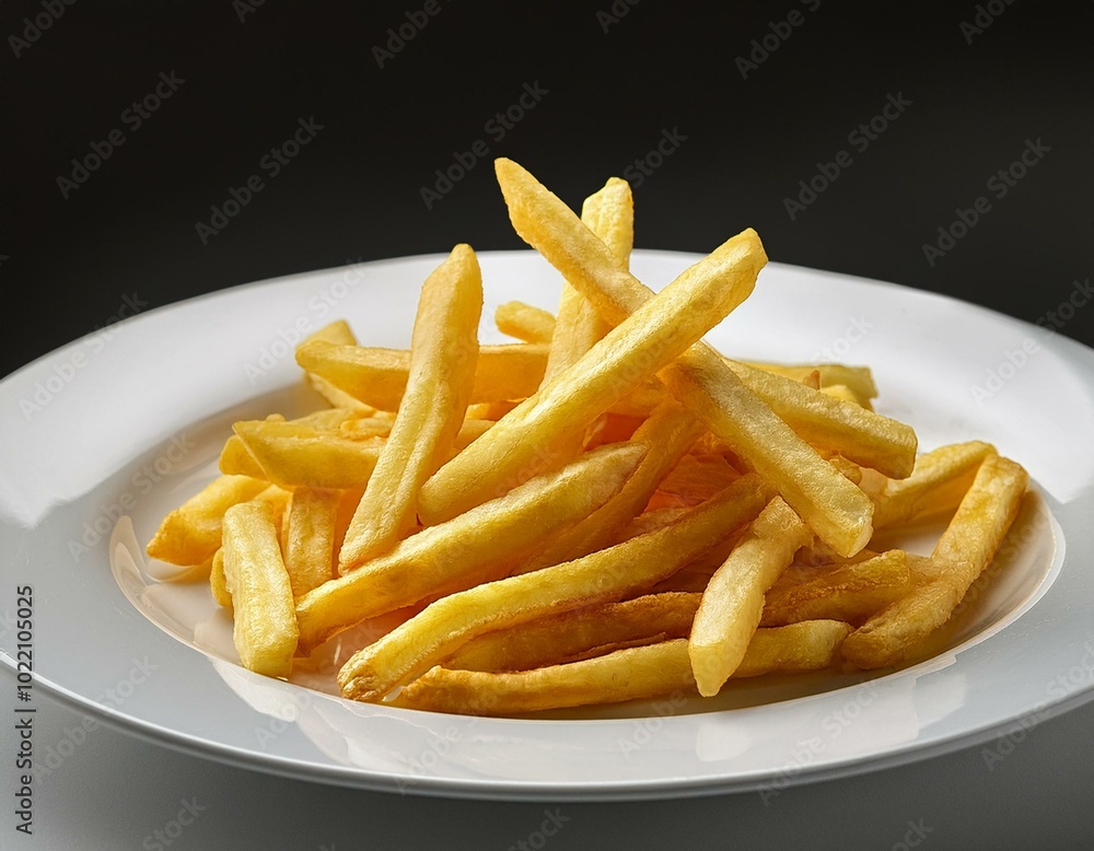 delicious French fries on white plate delicious French fries on white plate