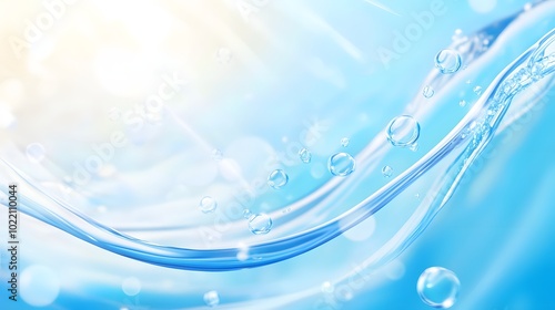 2. **Design a vibrant summer-themed banner background with a transparent blue water surface, highlighting dynamic ripples and playful bubbles. The sunlight should dance across the water, providing a