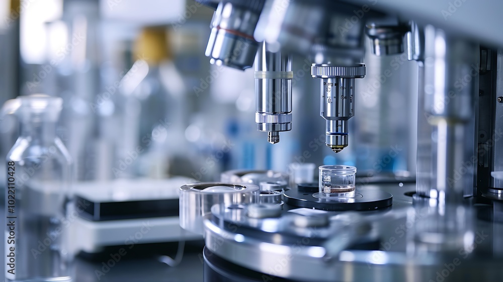 High-definition close-up of precision laboratory instruments, focusing on sharp details and intricate components High-definition close-up of precision laboratory instruments, focusing on sharp details and intricate components