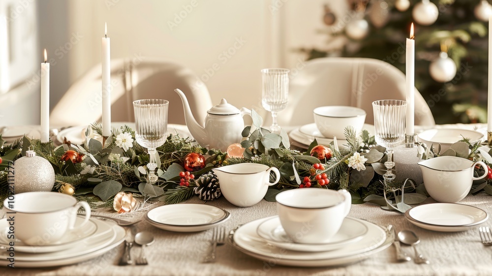 Fototapeta premium Elegant Table Setting for Holiday Celebration