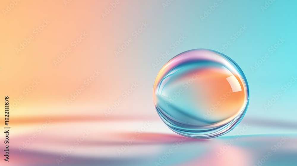 Translucent Sphere on Pastel Gradient Background, AI Translucent Sphere on Pastel Gradient Background, AI